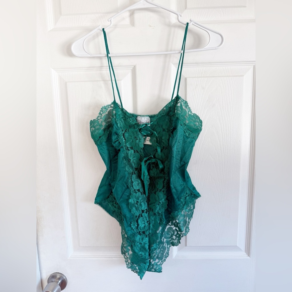 Vintage Alana Gale Intimates Women’s Emerald Green Lace Teddy Lingerie Medium